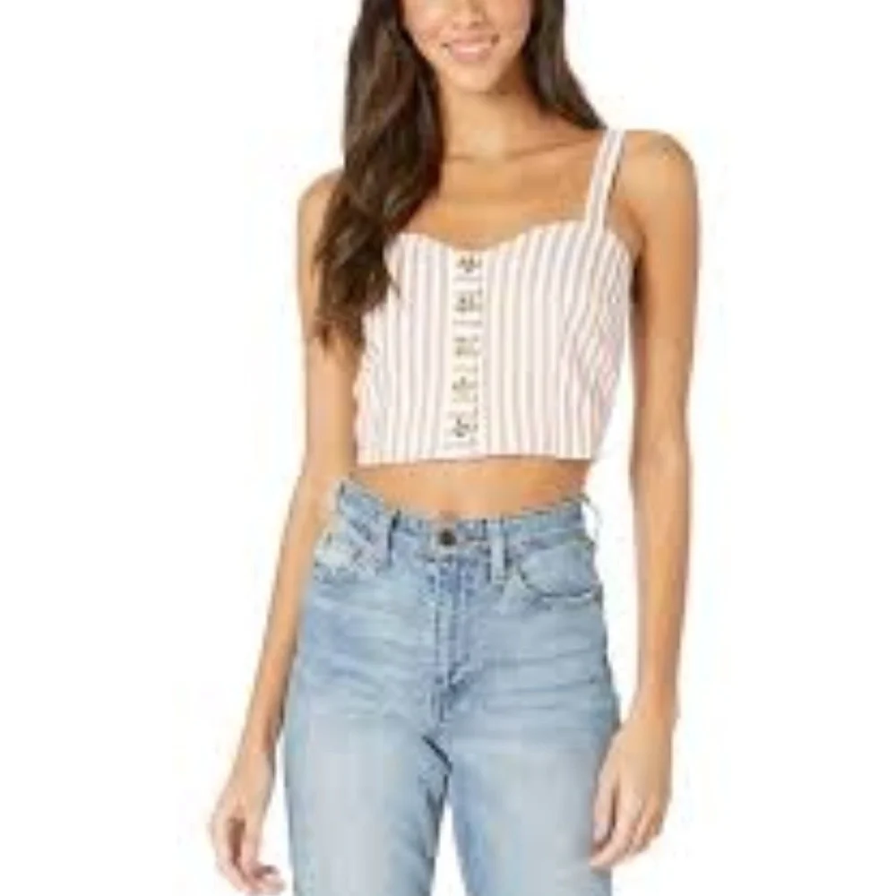Bishop + Young striped button down crop top - Picture 1 of 8